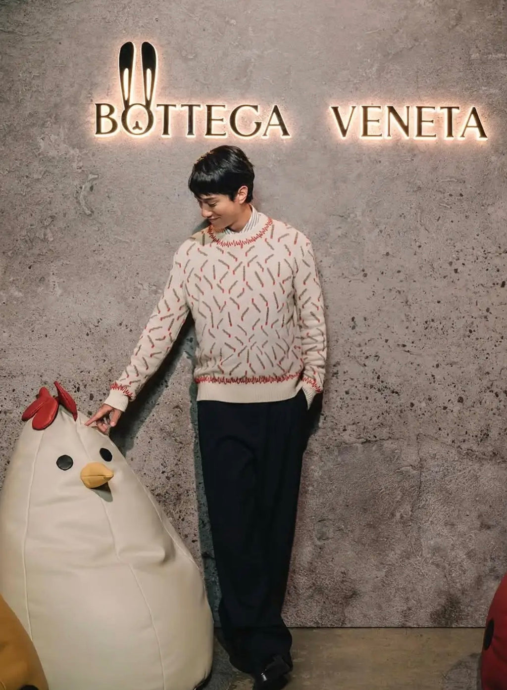 Bottega Veneta Matchstick Print Crew Neck Sweater
