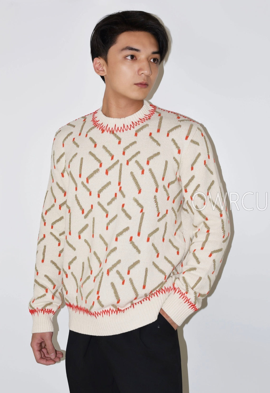 Bottega Veneta Matchstick Print Crew Neck Sweater