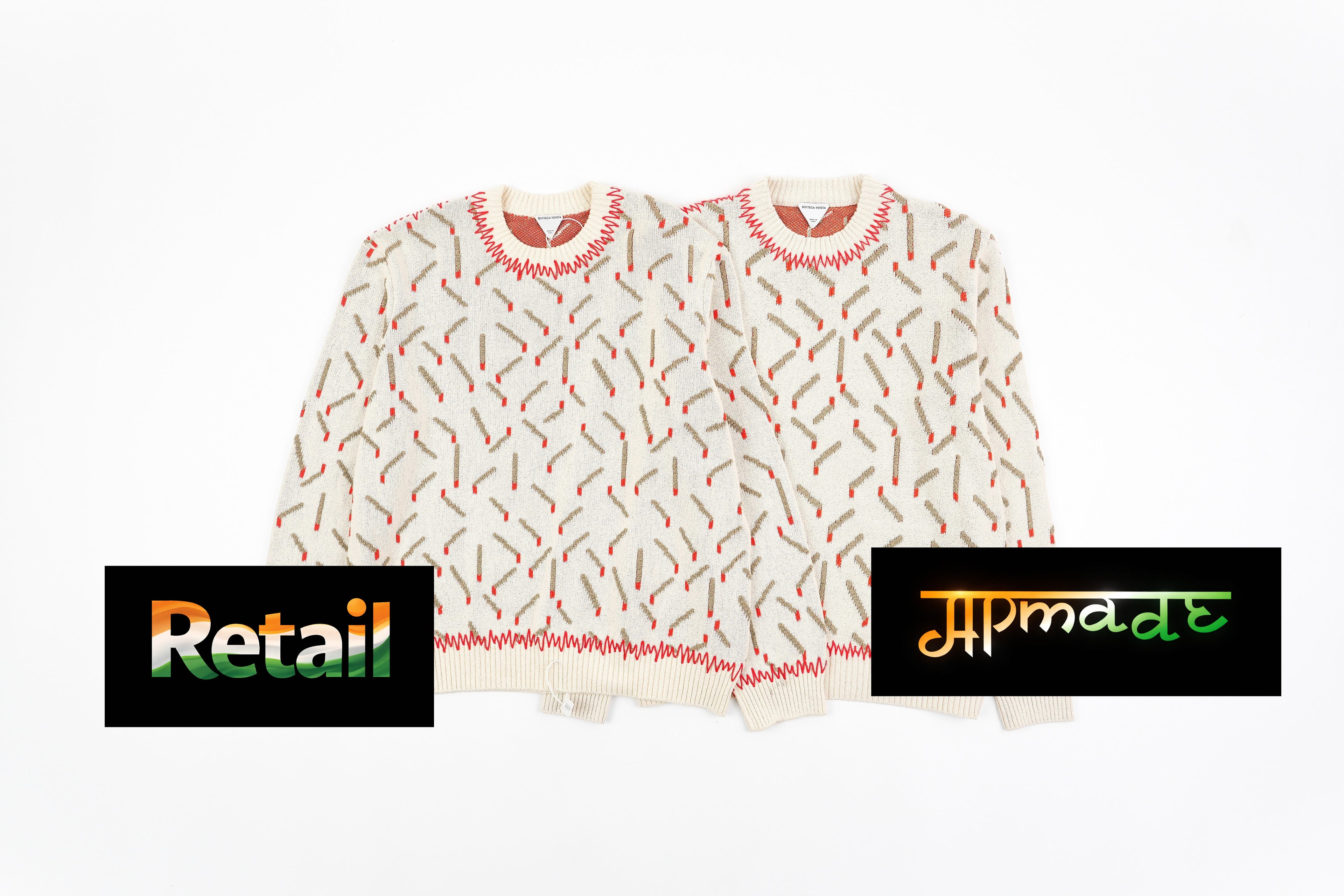 Bottega Veneta Matchstick Print Crew Neck Sweater