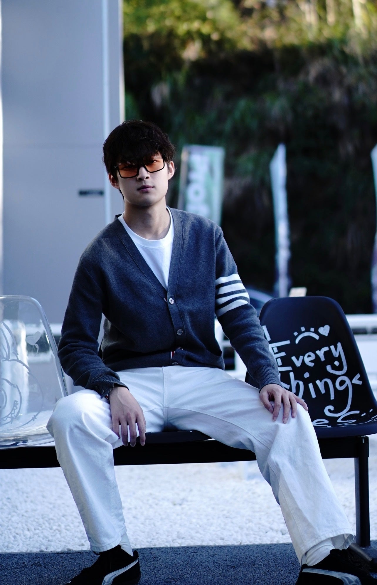 Thom Browne K53 Four-Stripe Wool Crew Neck Sweater – Elegant Gray