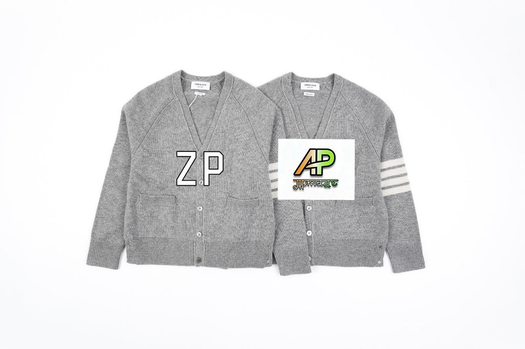 Thom Browne K53 Four-Stripe Wool Crew Neck Sweater – Elegant Gray