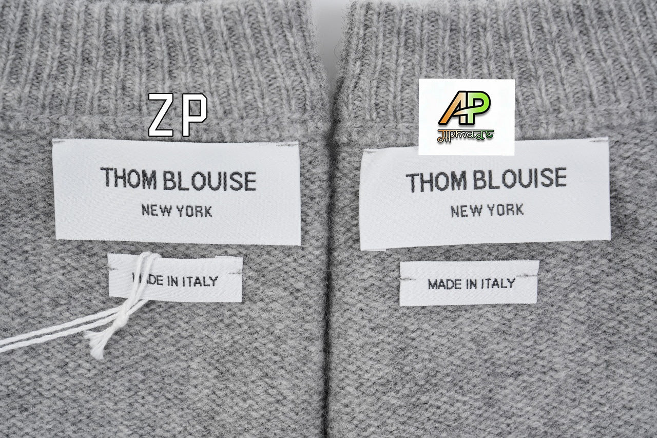 Thom Browne K53 Four-Stripe Wool Crew Neck Sweater – Smoky Gray