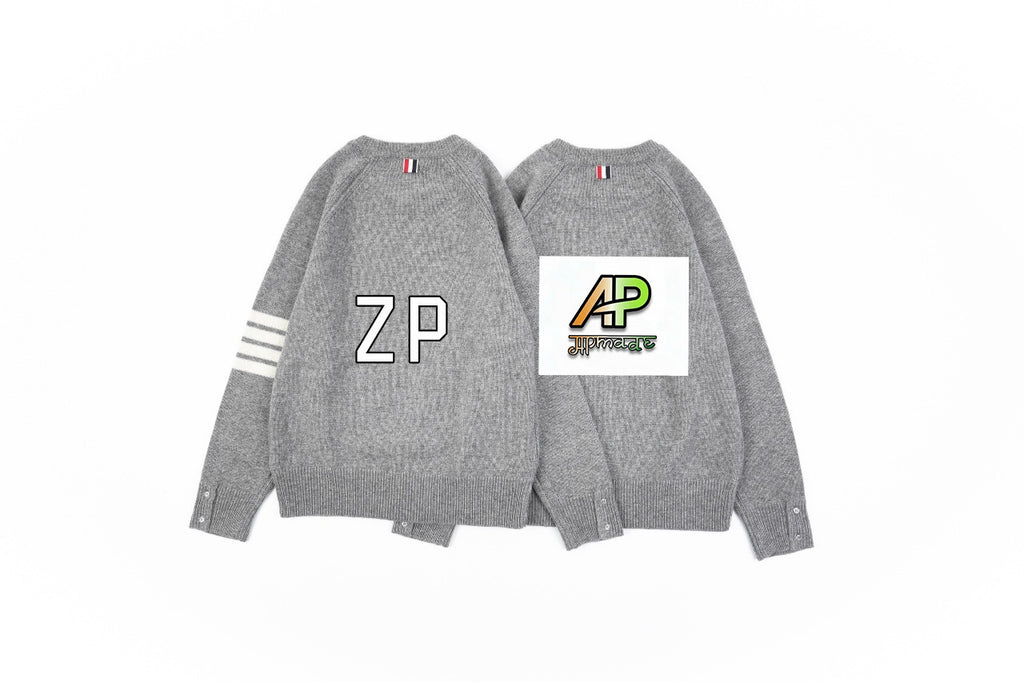 Thom Browne K53 Four-Stripe Wool Crew Neck Sweater – Smoky Gray