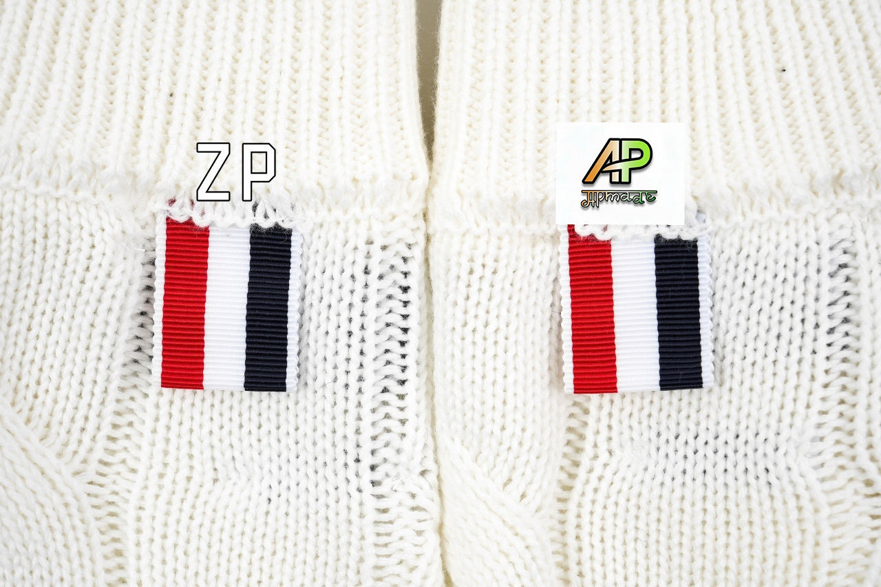 Thom Browne K12 Four-Bar Cable Knit Sweater Cardigan – Grey