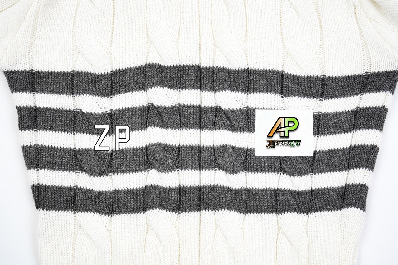 Thom Browne K12 Four-Bar Cable Knit Sweater Cardigan – Grey