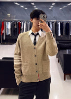 Thom Browne K32 Khaki Four-Bar Cardigan Jacket