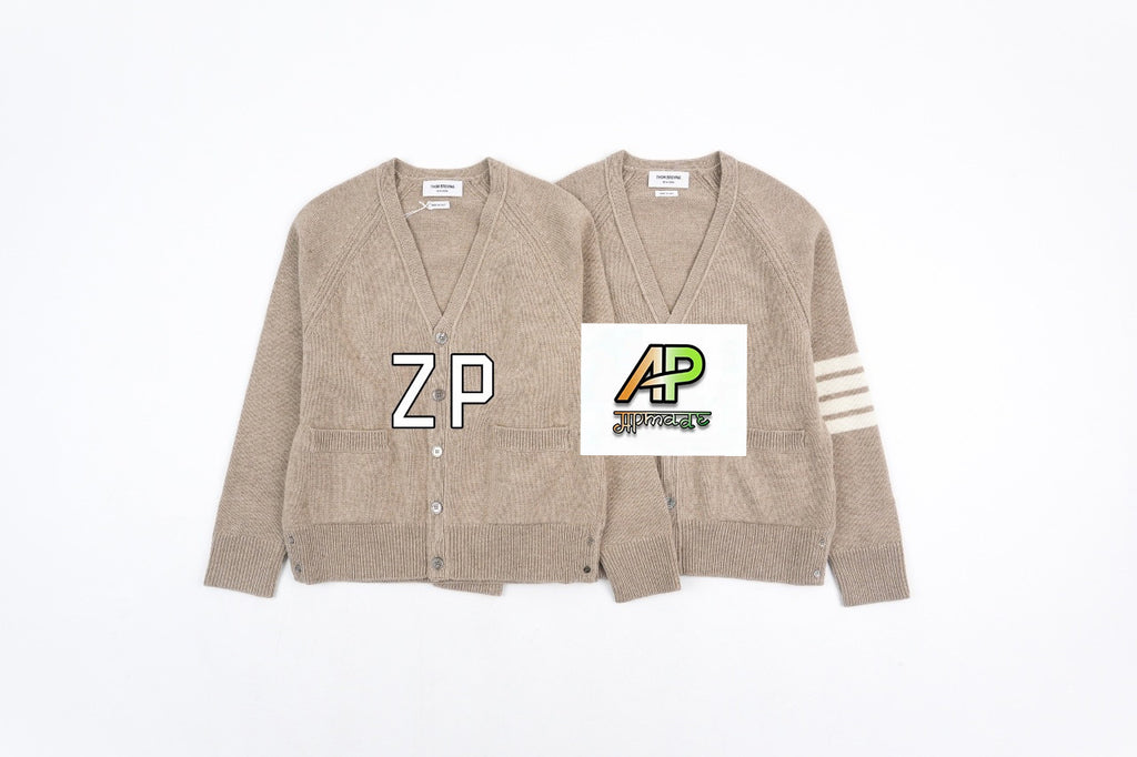 Thom Browne K32 Khaki Four-Bar Cardigan Jacket