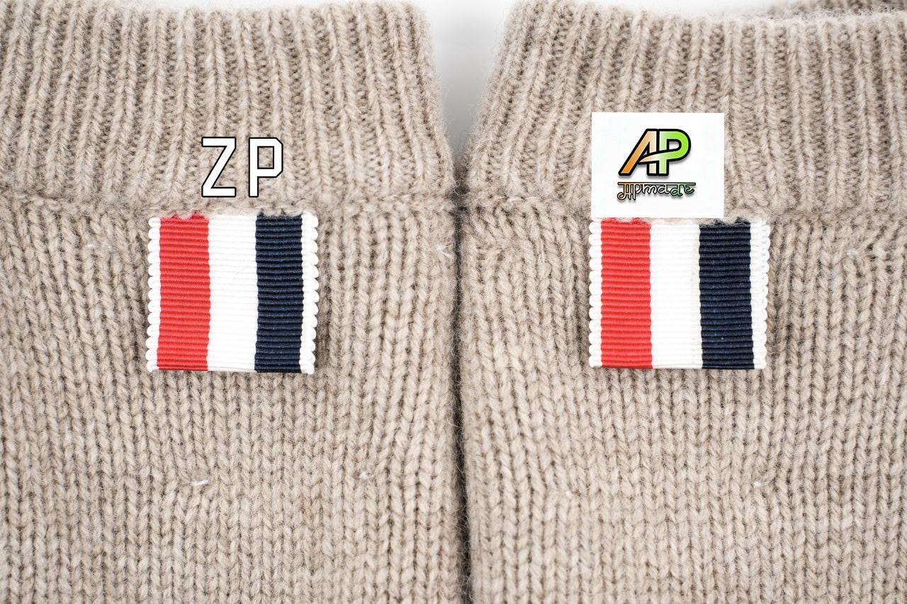 Thom Browne K52 Khaki Four-Stripe Crew Neck Sweater