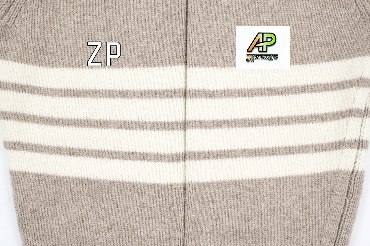 Thom Browne K52 Khaki Four-Stripe Crew Neck Sweater