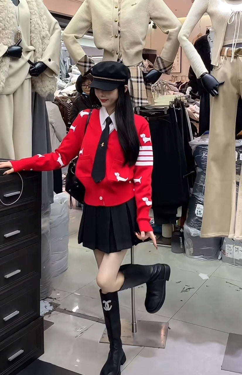 Thom Browne K31 Four-Bar Puppy Cardigan Jacket