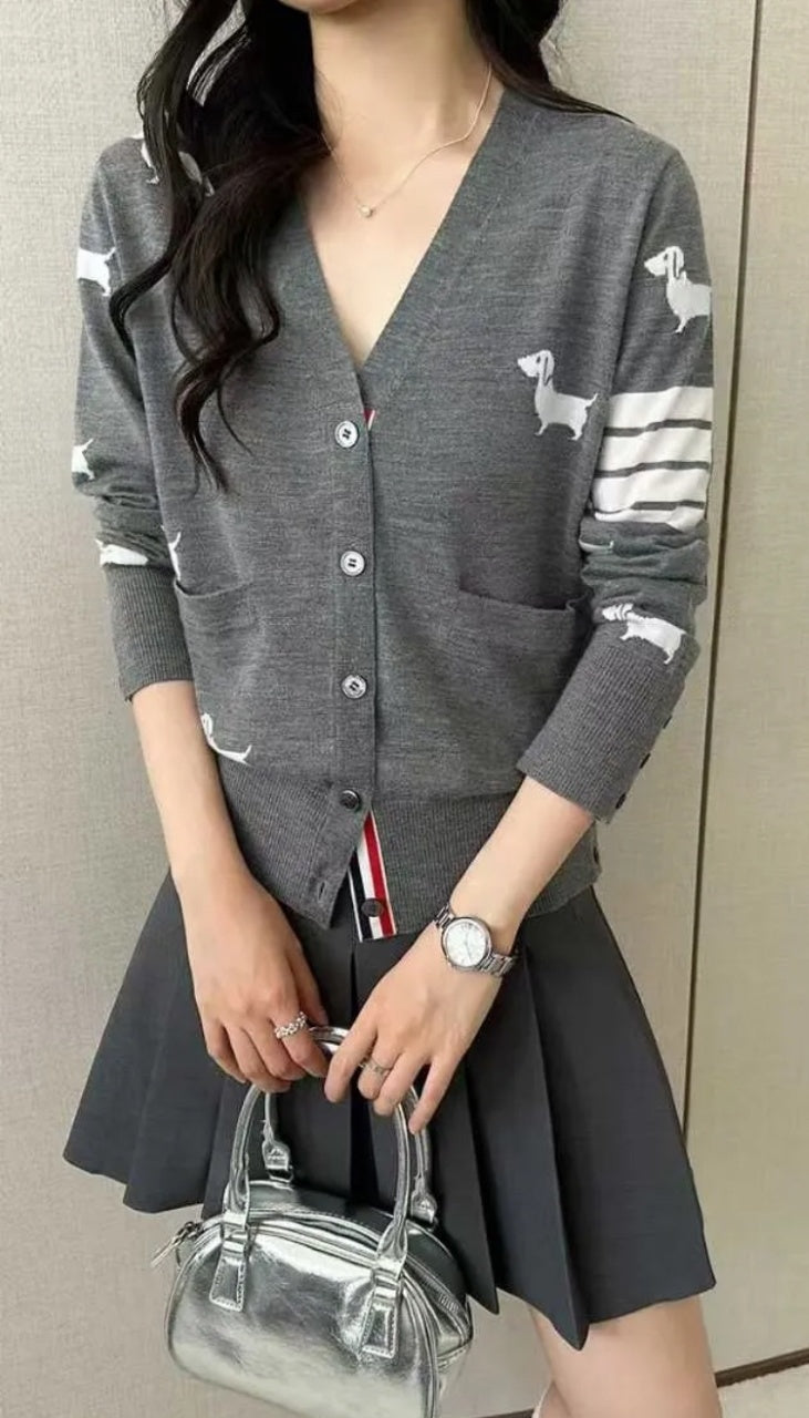 Thom Browne K31 Four-Bar Puppy Cardigan Jacket