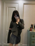 Thom Browne Colorblock Arm Ribbon Cardigan Jacket