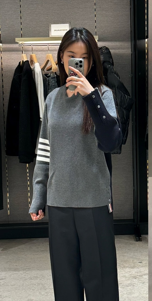 Thom Browne 24FW Color-Blocked Knit Crewneck