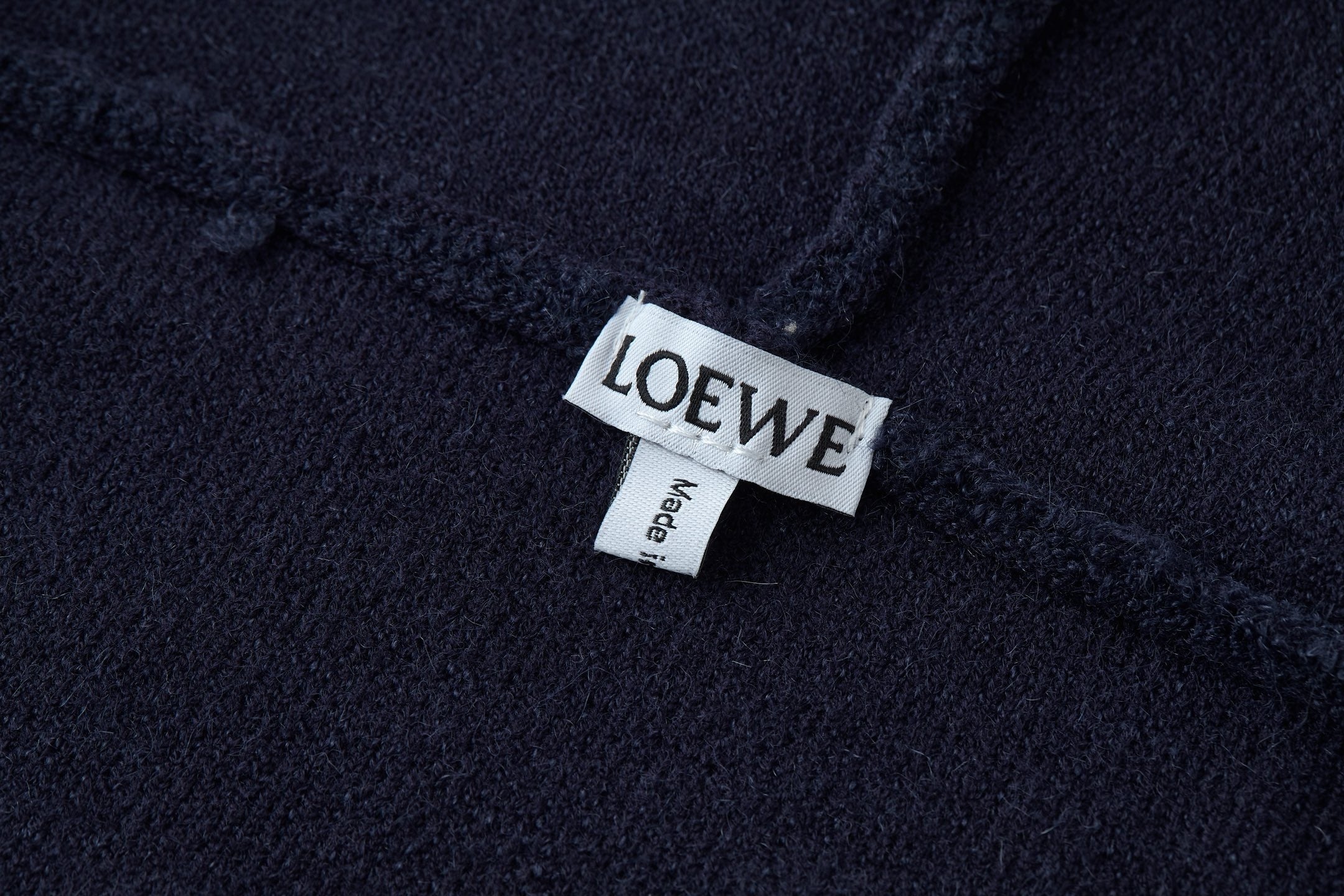 Loewe Embroidered Logo Wool Loop Knit Zip-Up Hoodie
