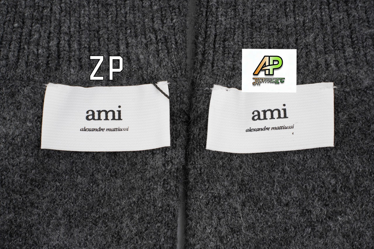 Ami Paris Heart Pattern Casual Knitted Cloud Sweater