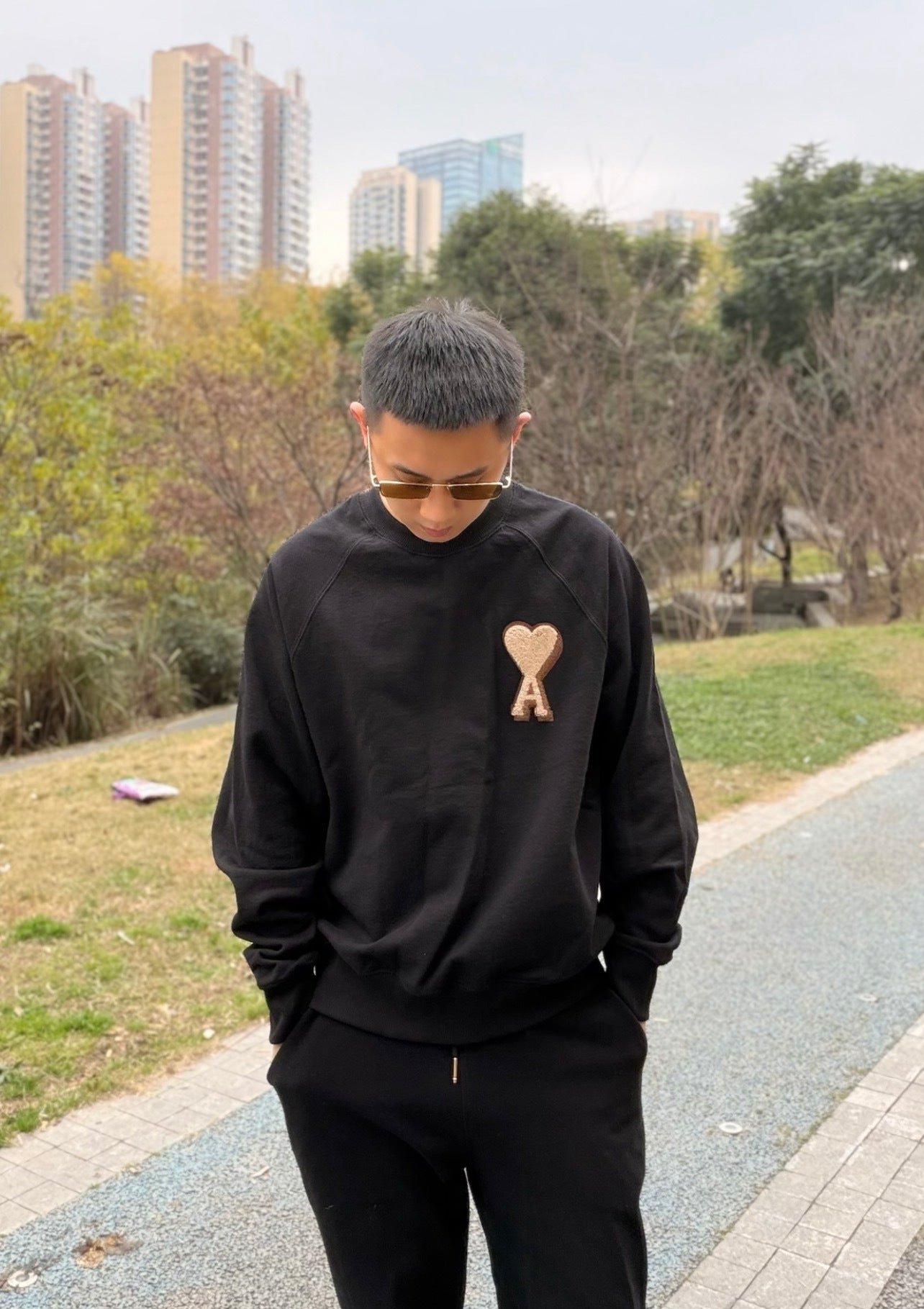 Ami Paris Large Heart Patch Crew Neck