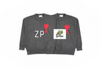 Ami Paris Heart-Patterned Jacquard Crew Neck Sweater Khaki White