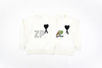 Ami Paris Heart-Patterned Jacquard Crew Neck Sweater Khaki White