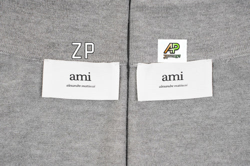 Ami Paris Appliqué Heart Embroidery Square Neck Cardigan
