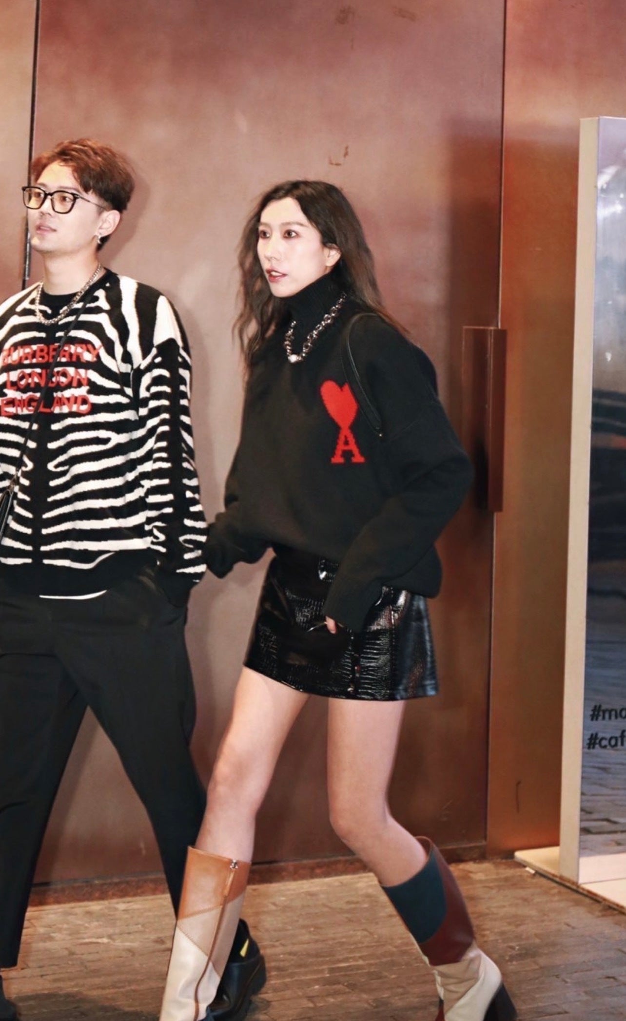 Ami Paris Heart-Patterned Jacquard Turtleneck Sweater