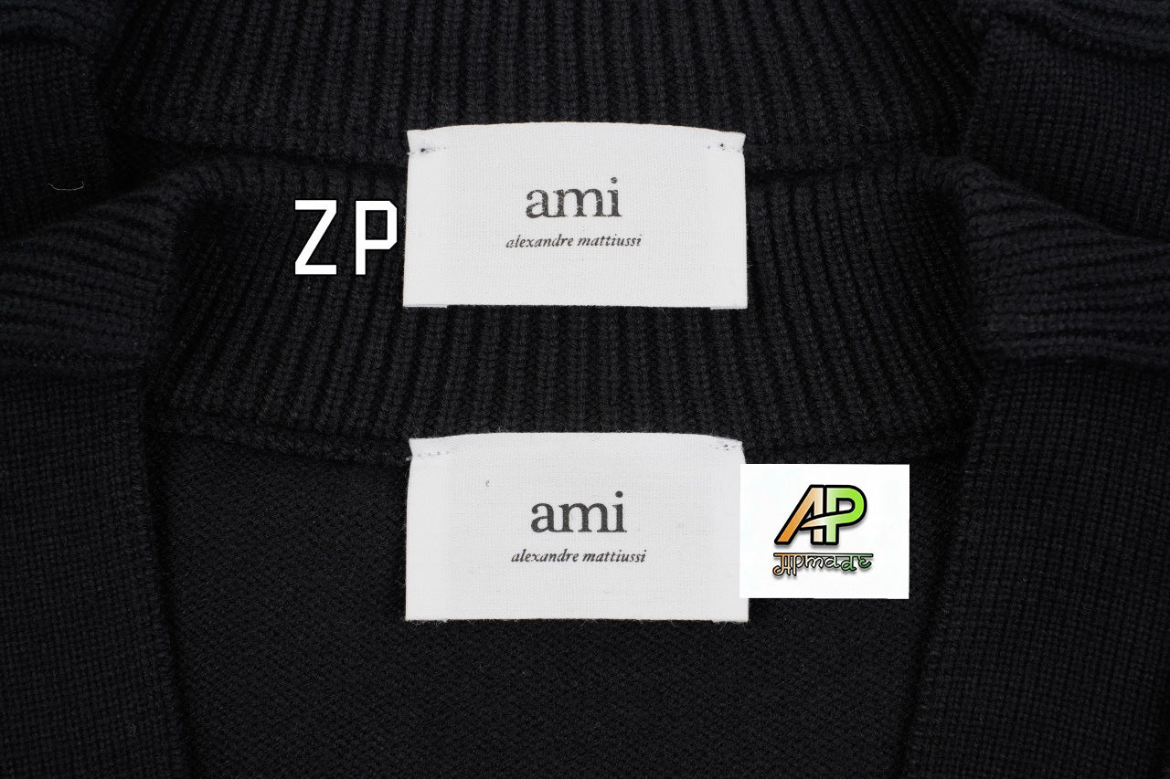 Ami Paris Jacquard Cardigan Sweater