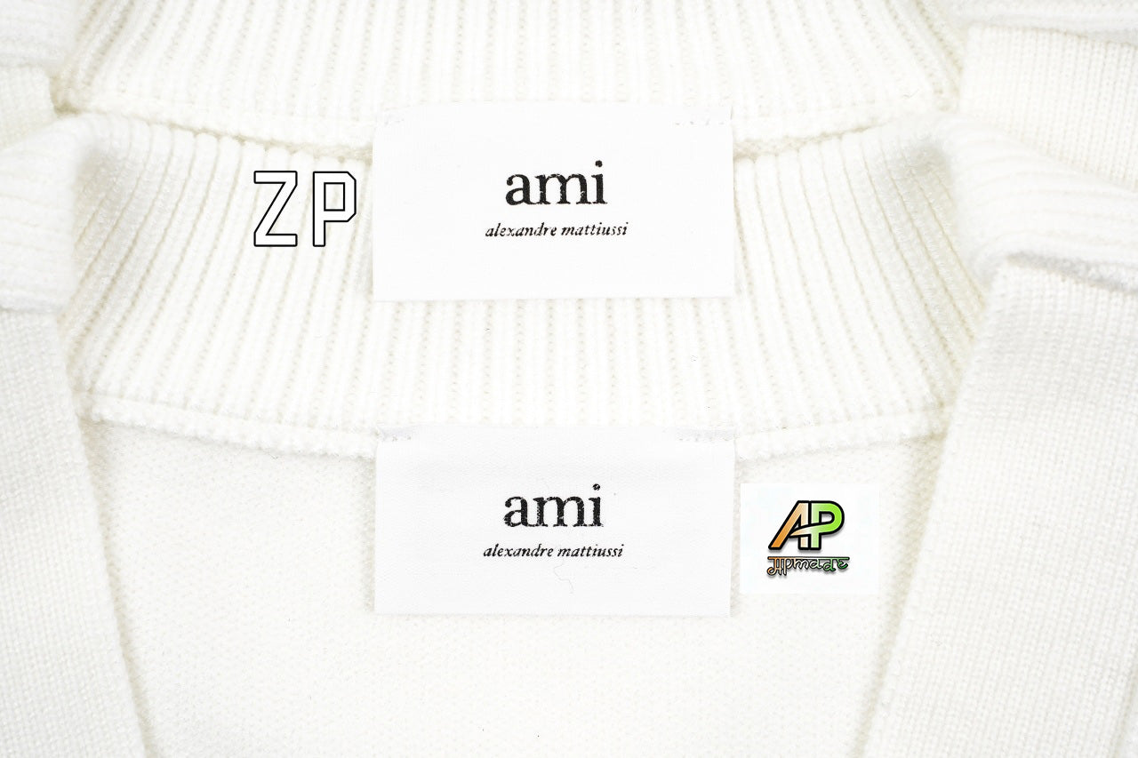 Ami Paris Jacquard Cardigan Sweater