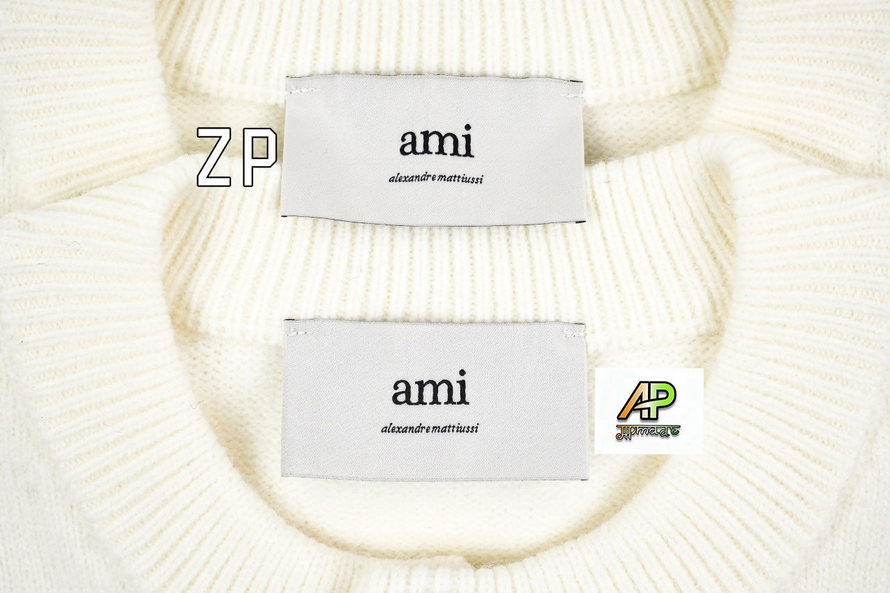 Ami Paris Oversized Wool Crew Neck Cardigan