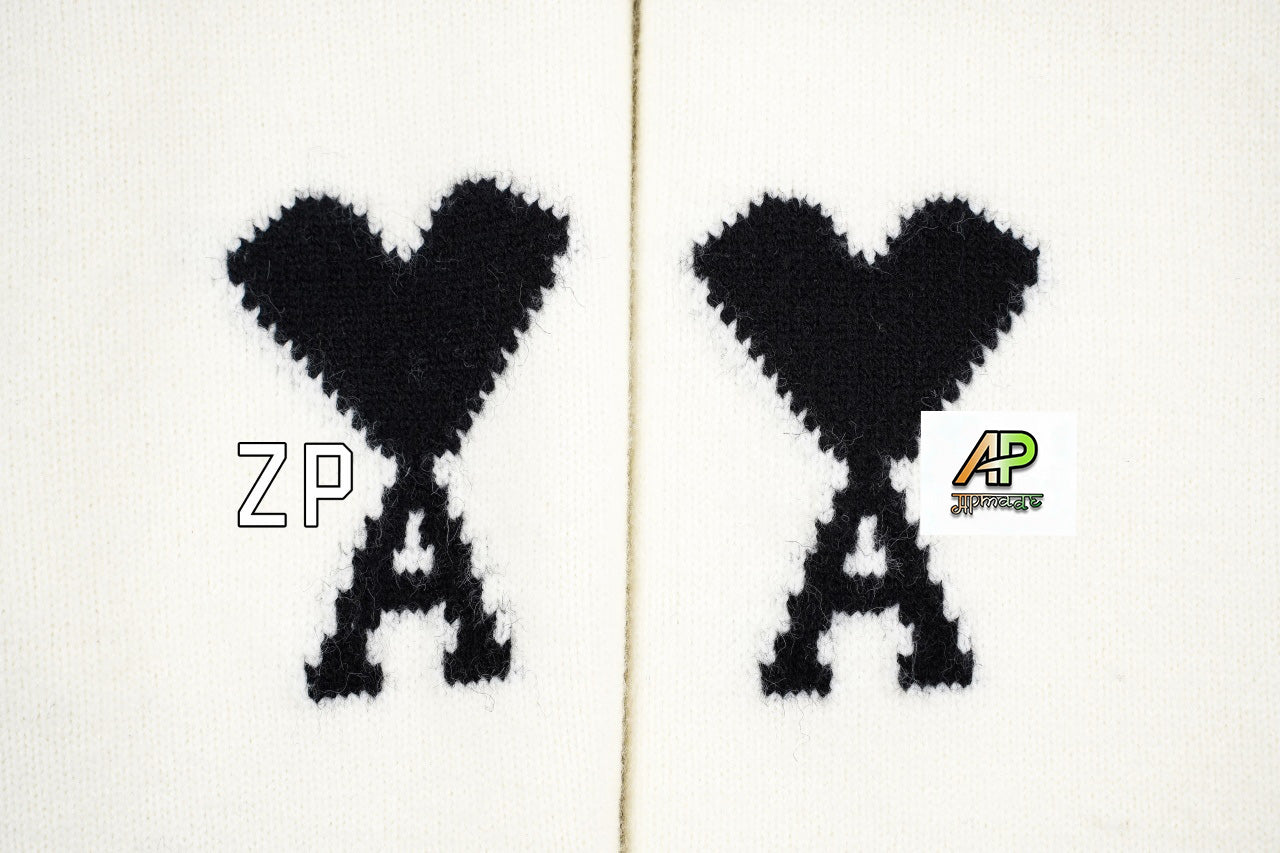 Ami Paris Oversized Wool Crew Neck Cardigan