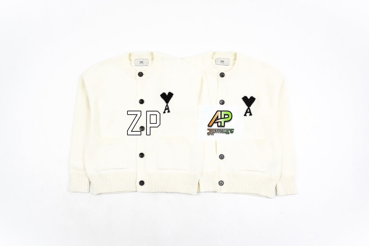 Ami Paris Oversized Wool Crew Neck Cardigan