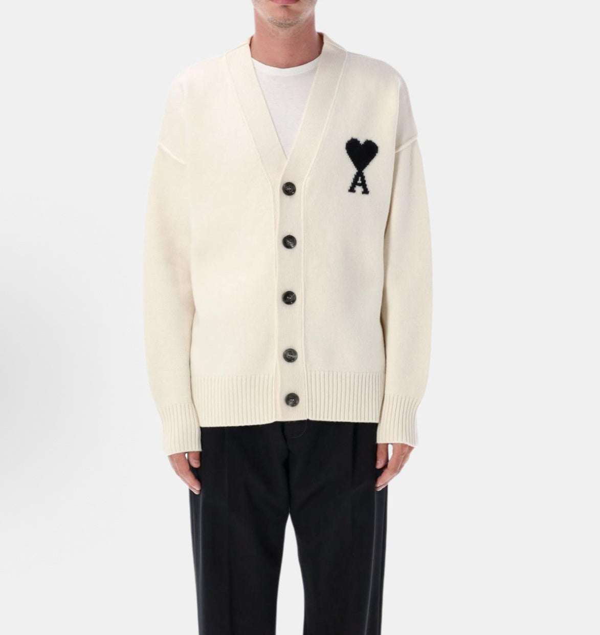 Ami Paris Heart-Shaped Wool Cardigan