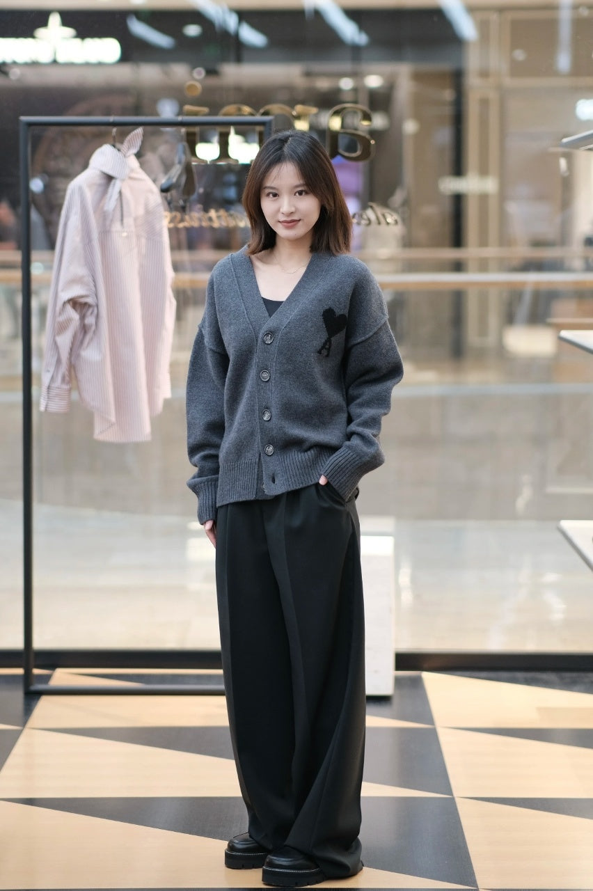 Ami Paris Heart-Shaped Wool Cardigan