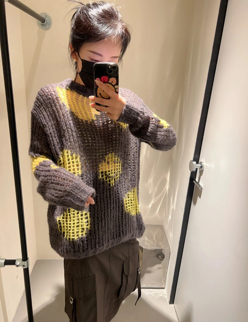 Acne Studios 25FW Hollow Smiley Face Crew Neck Sweater