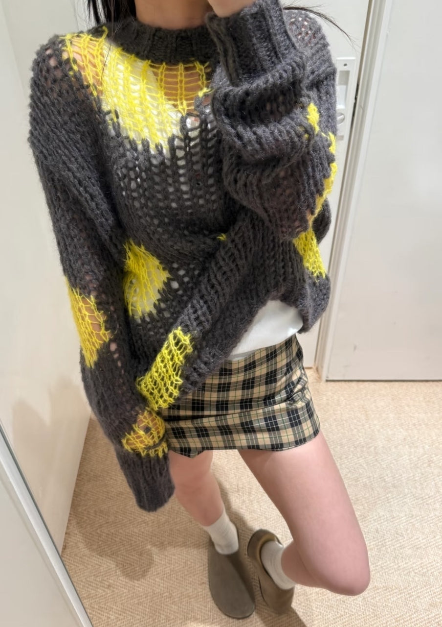 Acne Studios 25FW Hollow Smiley Face Crew Neck Sweater