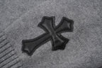 Chrome Hearts Cross Leather Label 3D Intarsia Crew Neck Sweater