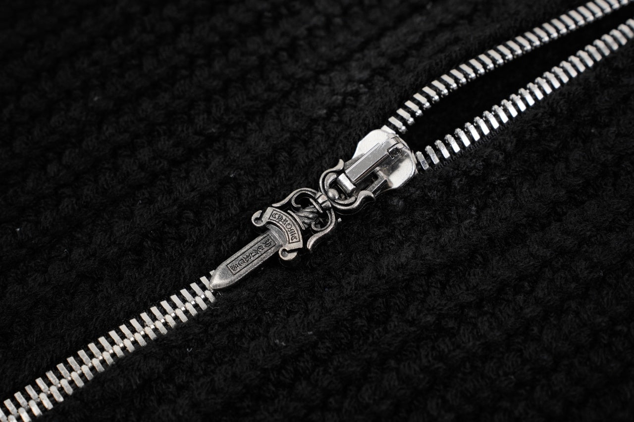 Chrome Hearts Cross-Leather Silver Zip-Up Wool Cardigan Jacket