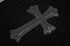 Chrome Hearts Cross-Leather Silver Zip-Up Wool Cardigan Jacket