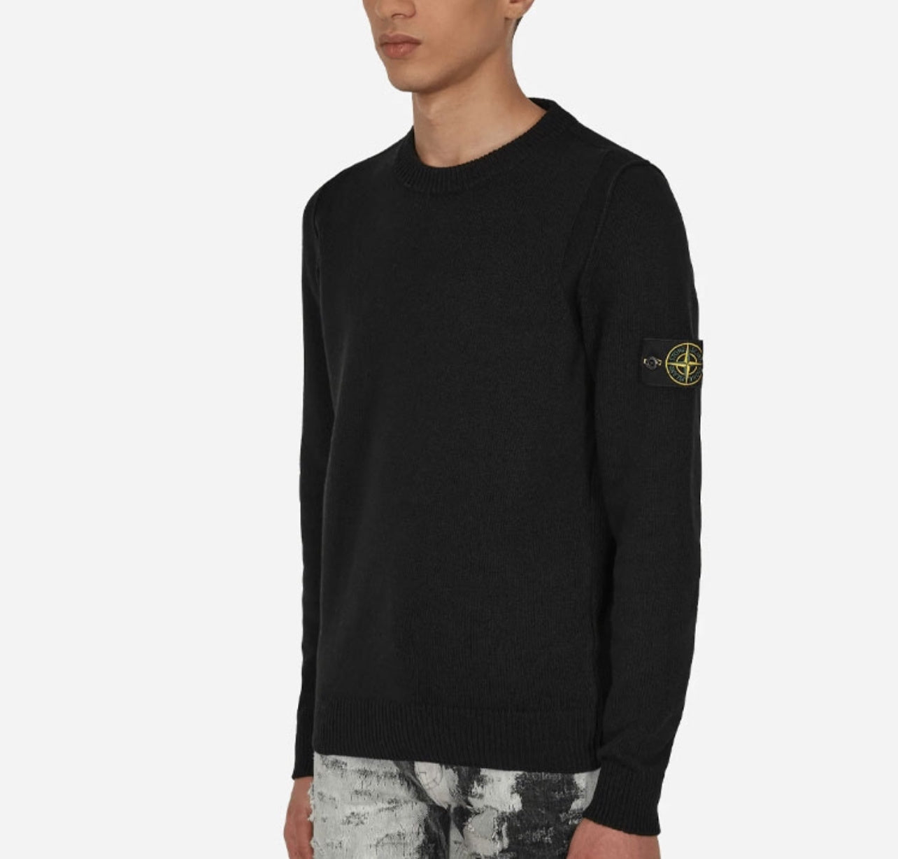 Stone Island Classic Logo Crew Neck Knit Sweater