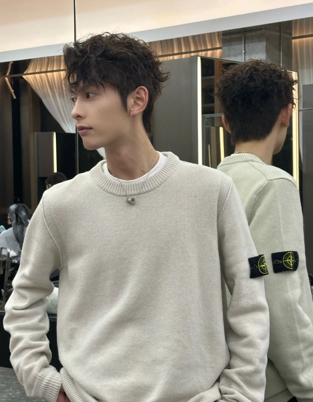 Stone Island Classic Logo Crew Neck Knit Sweater