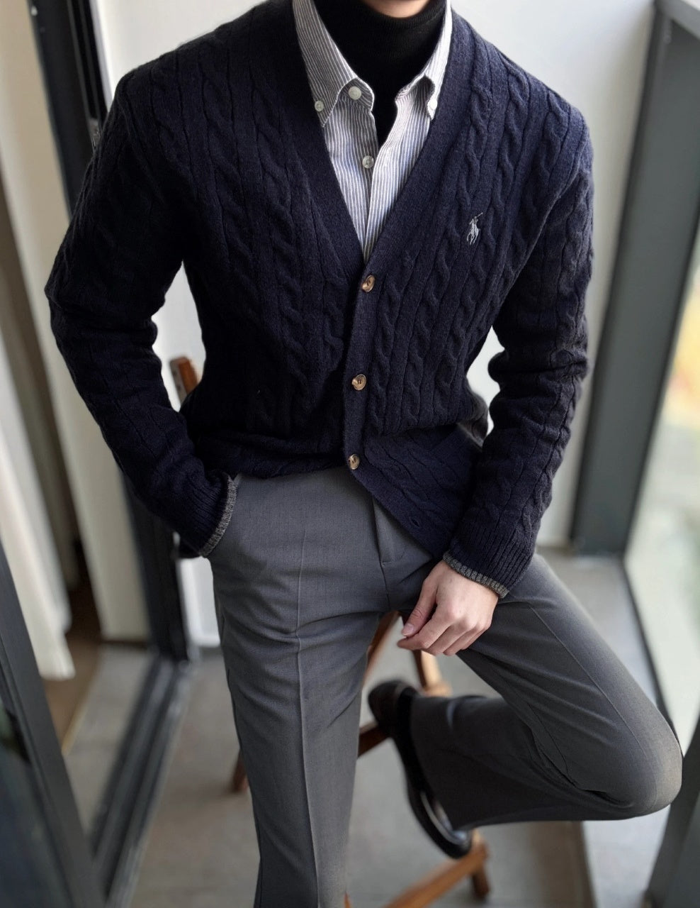 Ralph Lauren Cable Knit Cardigan 50 Wool