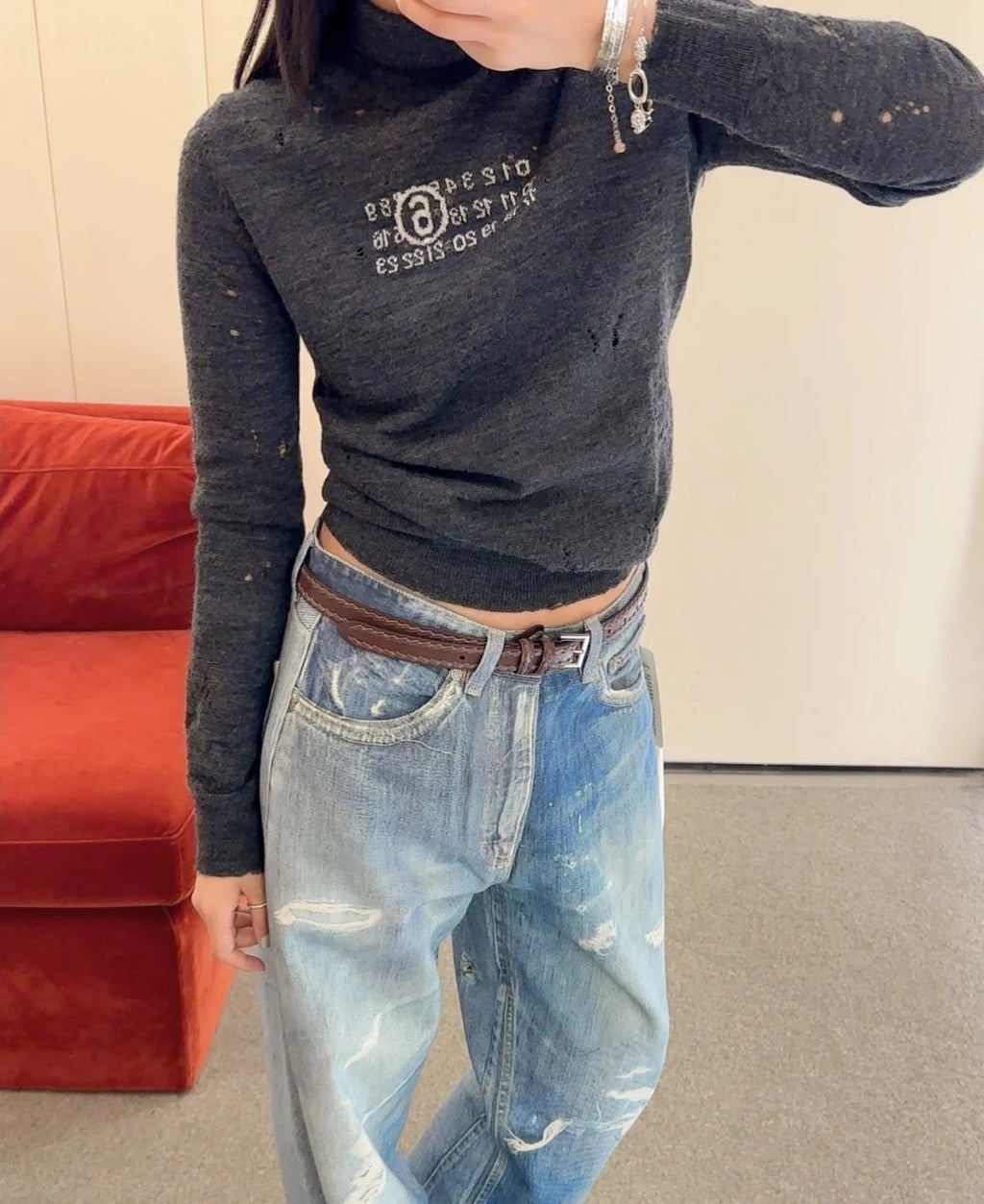 Maison Margiela Destroy Number 6 Crew Neck Sweater