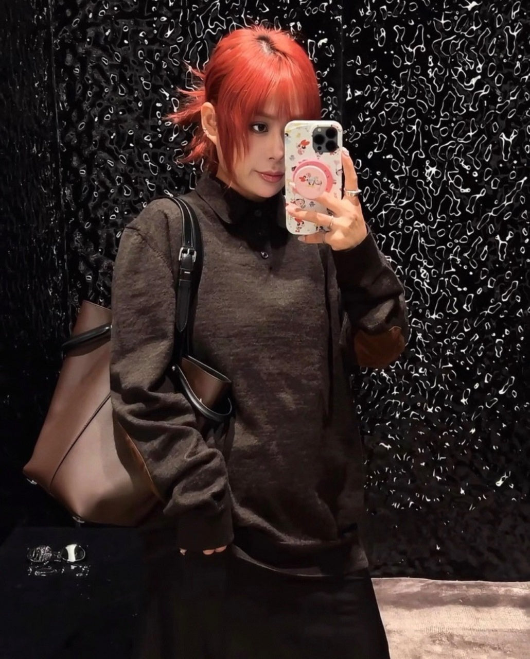 Maison Margiela Suede Patch Wool Polo Sweater