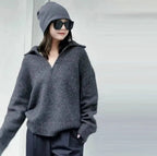 Maison Margiela Grey Wool-Blend Half-Zip Sweater