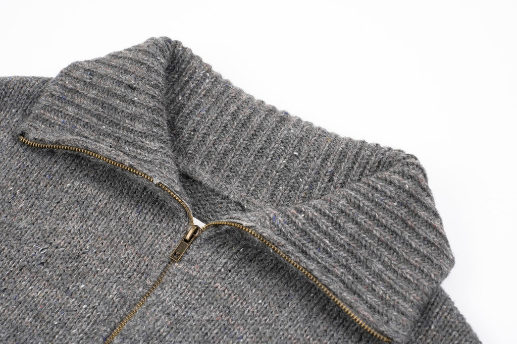 Maison Margiela Grey Wool-Blend Half-Zip Sweater