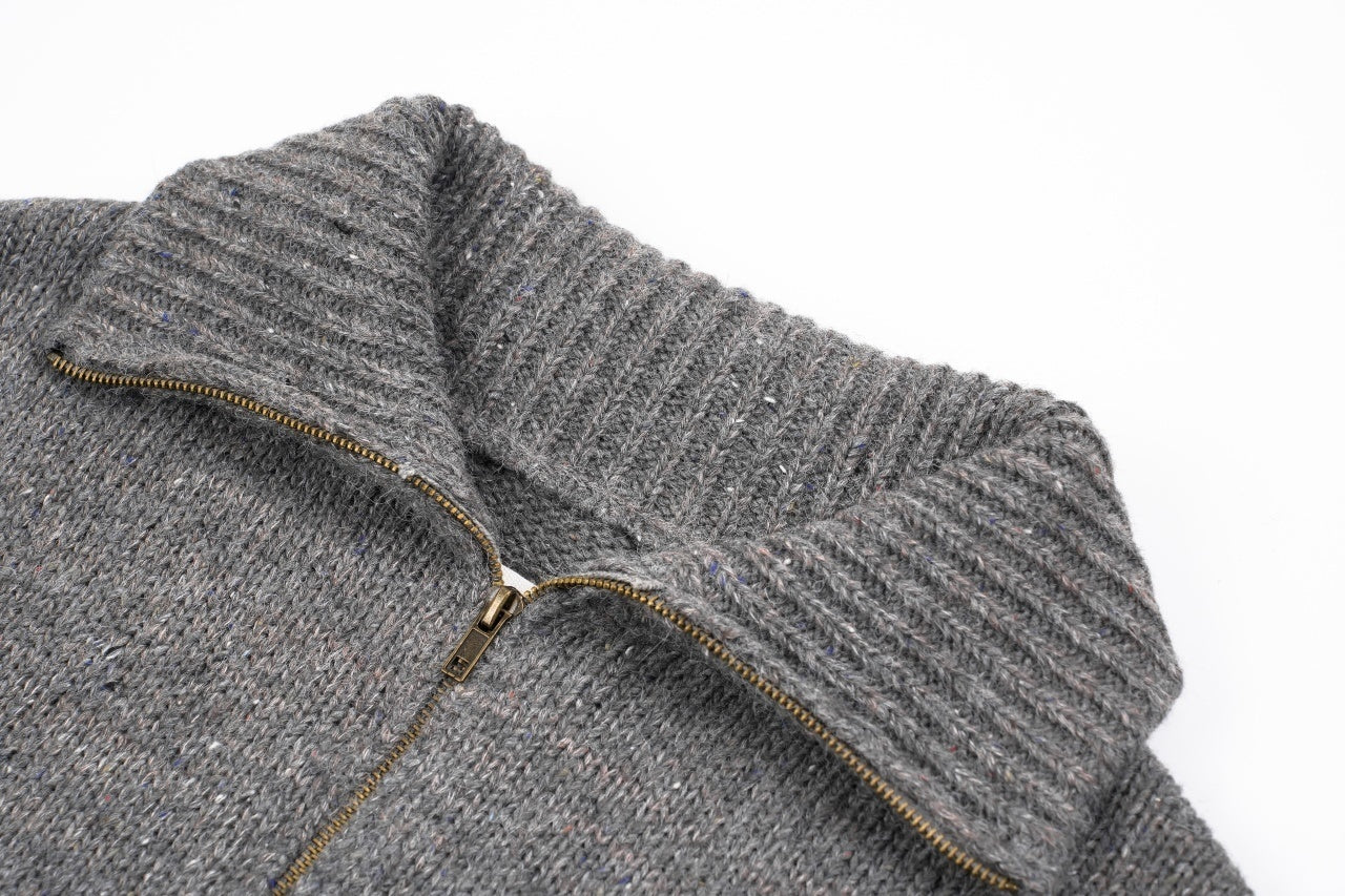 Maison Margiela Grey Wool-Blend Half-Zip Sweater