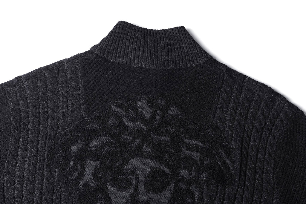 Versace 25SS High-Neck Zip-Up Jacquard Knit Sweater
