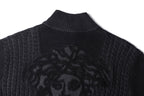 Versace 25SS High-Neck Zip-Up Jacquard Knit Sweater