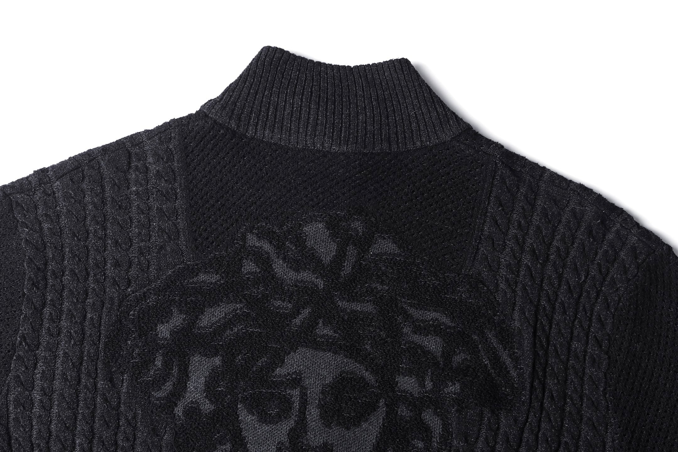 Versace 25SS High-Neck Zip-Up Jacquard Knit Sweater