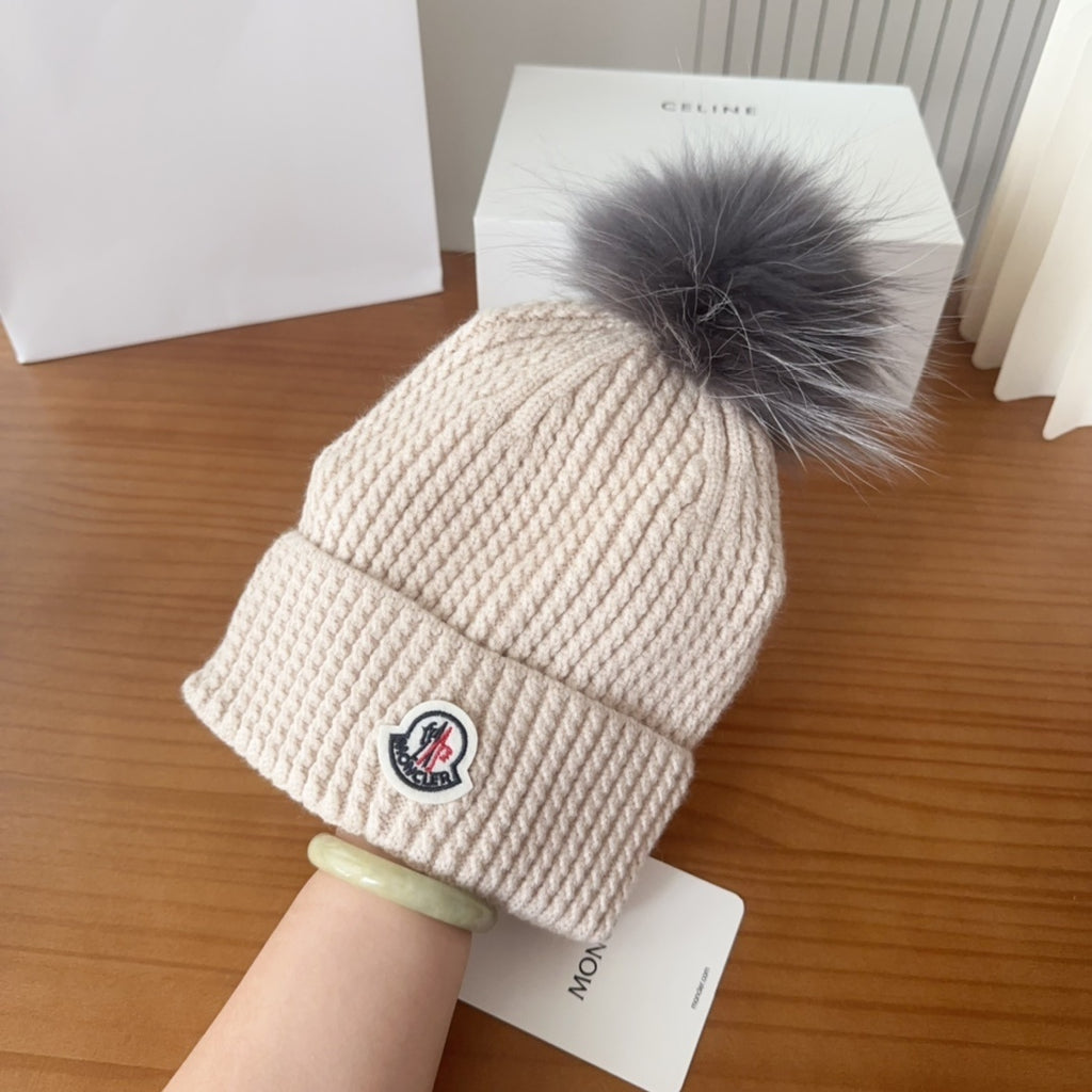 Moncler Cashmere Pom-Pom Knitted Hat