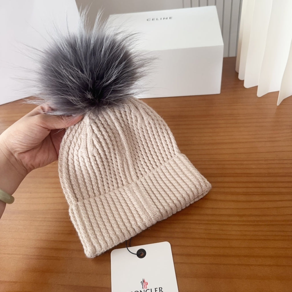 Moncler Cashmere Pom-Pom Knitted Hat