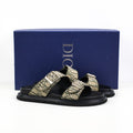 Christian Dior Aqua Denim Lettering Flip Flops